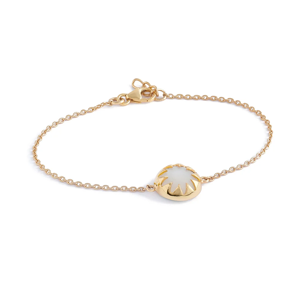 Gold Corona Moonstone Cabochon Bracelet