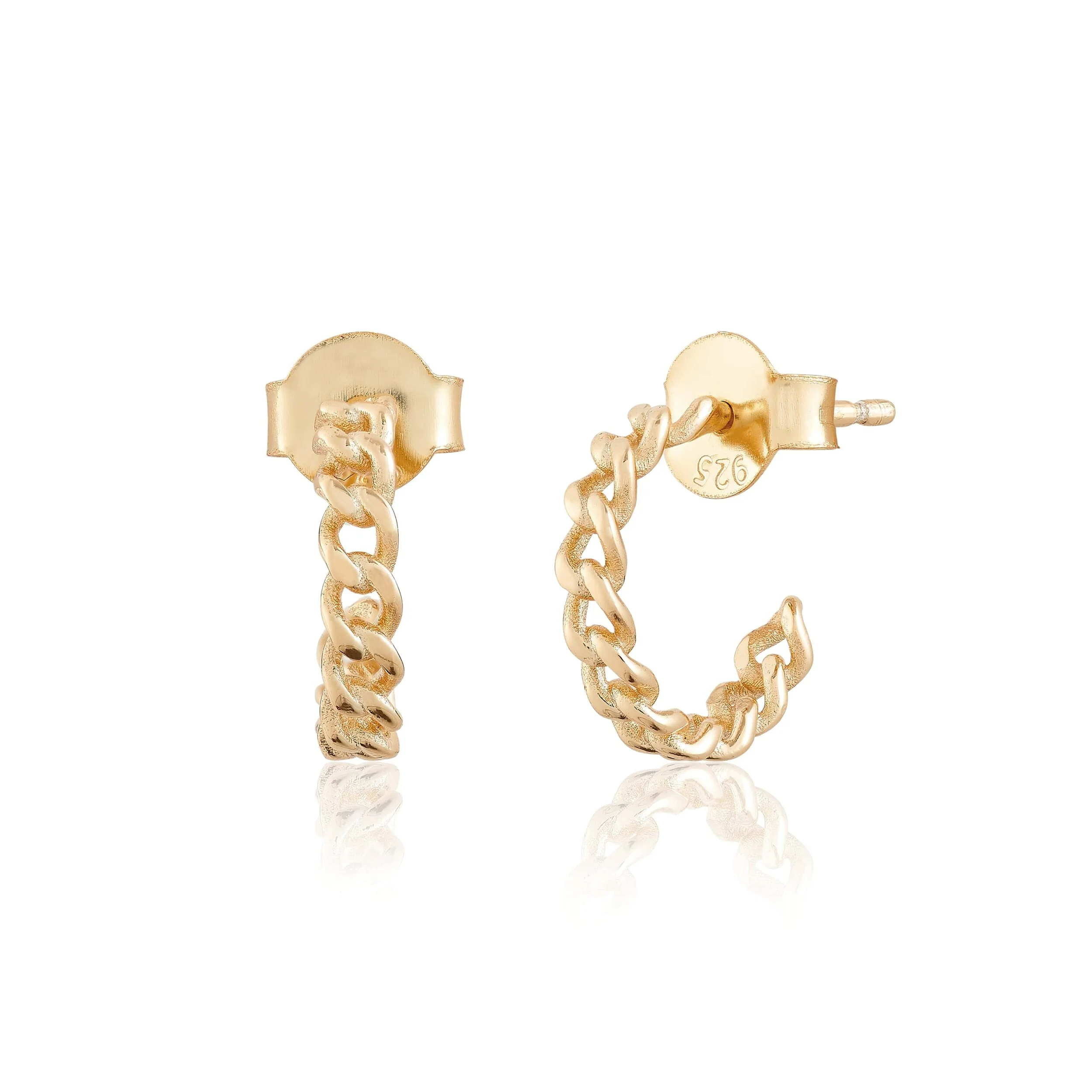 Gold Celia Curb Chain Mini Hoop Earrings