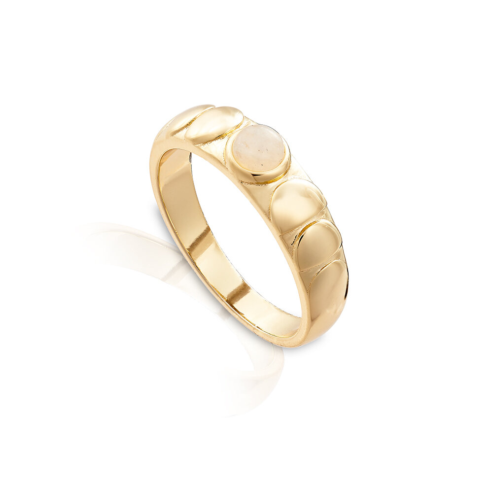 Gold Cupola Moonstone Ring
