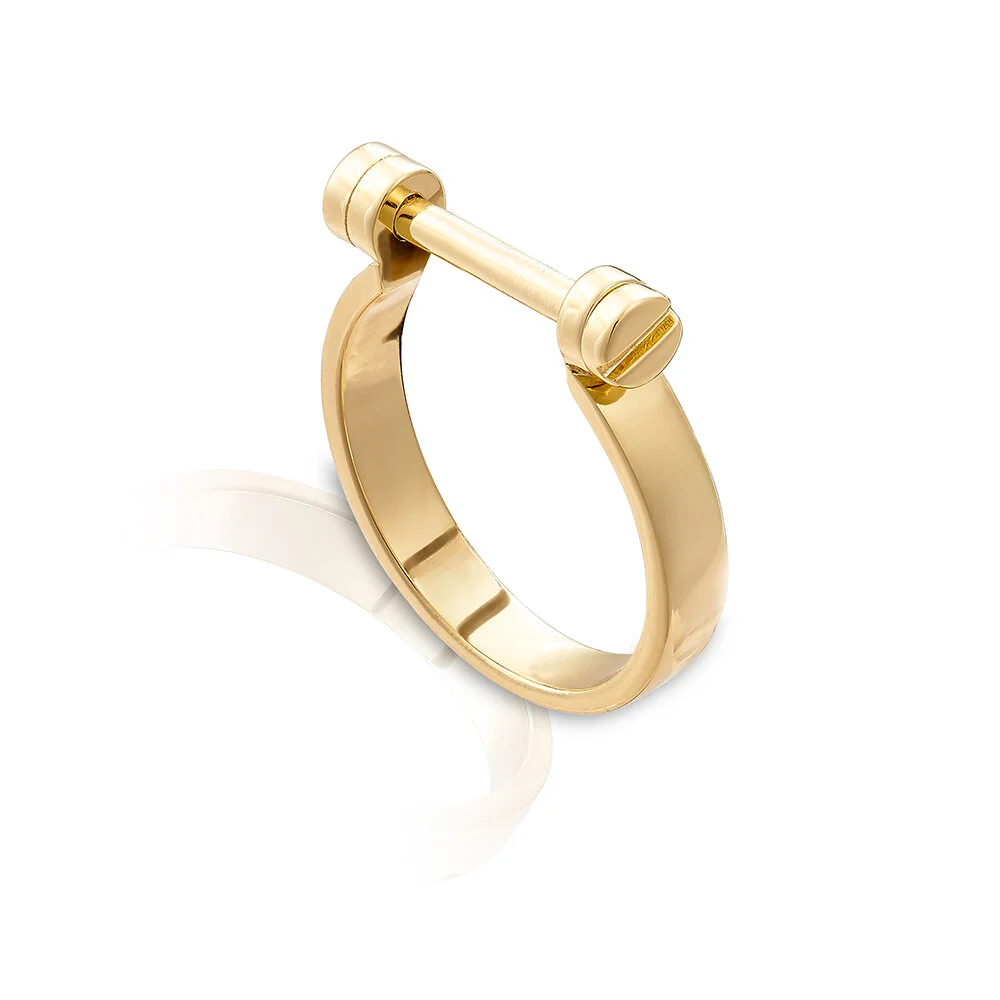 Gold Tornillo Bar Ring