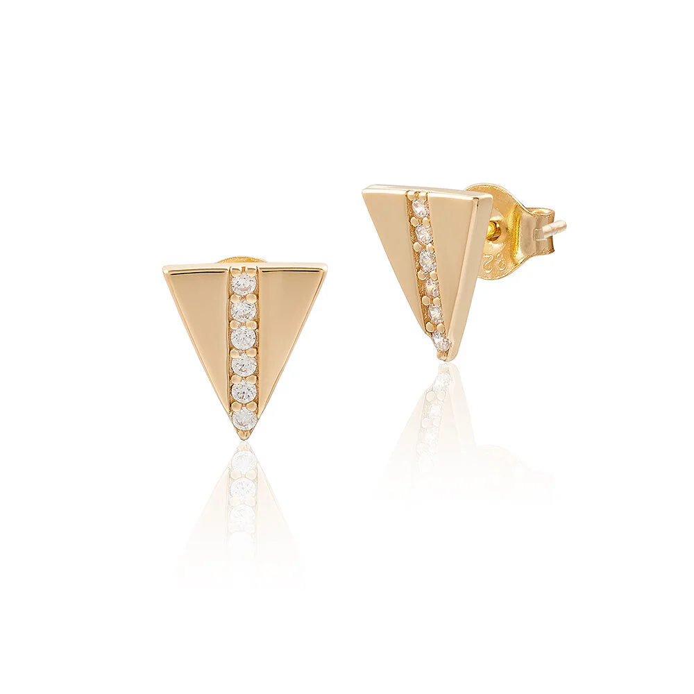 Gold Trinity Pavé Earrings