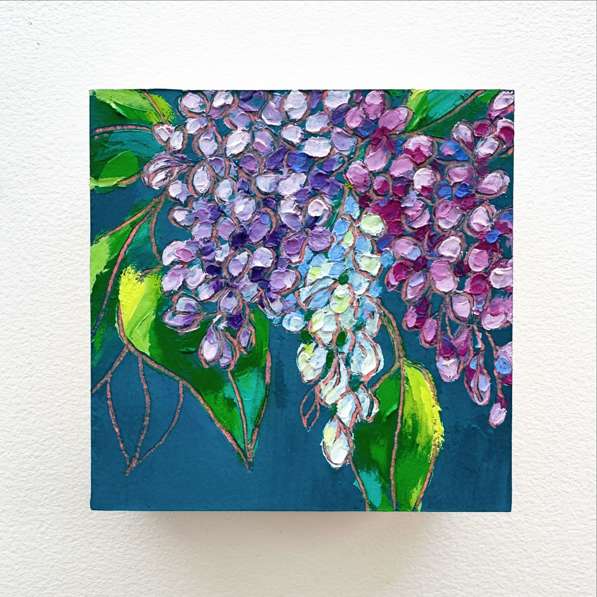 Day 49, The 100 Day Project 2024 @dothe100dayproject

Lilacs and teal. I went with a dark phthalo teal for this one. 

For days 41-50 of my 100 Day Project, I&rsquo;ll be going back to painting my beloved florals, but with a twist. Every day in my In