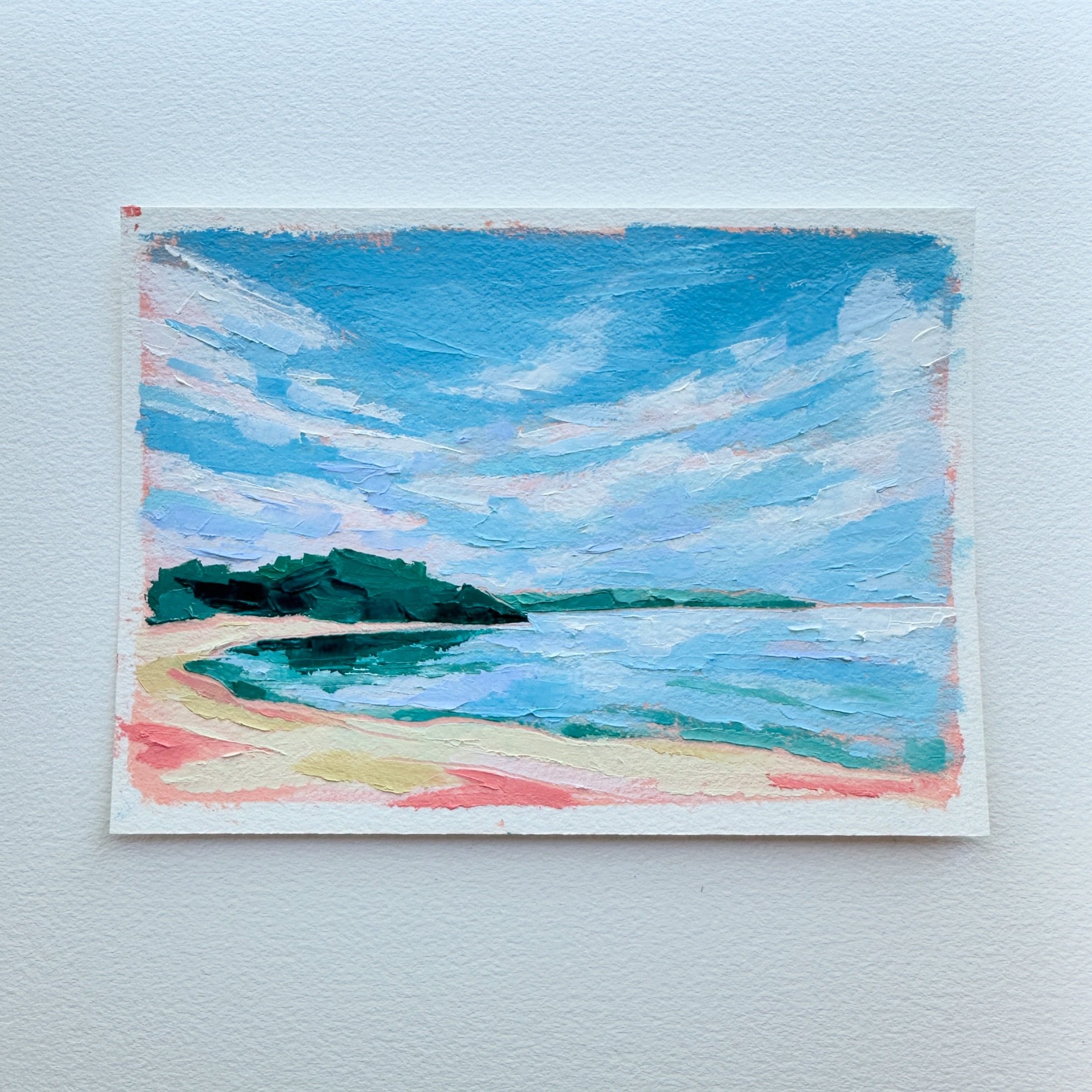Day 63, The 100 Day Project 2024 @dothe100dayproject

Van&rsquo;s Beach . Another peaceful view from the opposite direction of Van&rsquo;s Beach. For days 61-70 of my 100 Day Project, I&rsquo;ll be painting little studies for my bigger &ldquo;Happy P