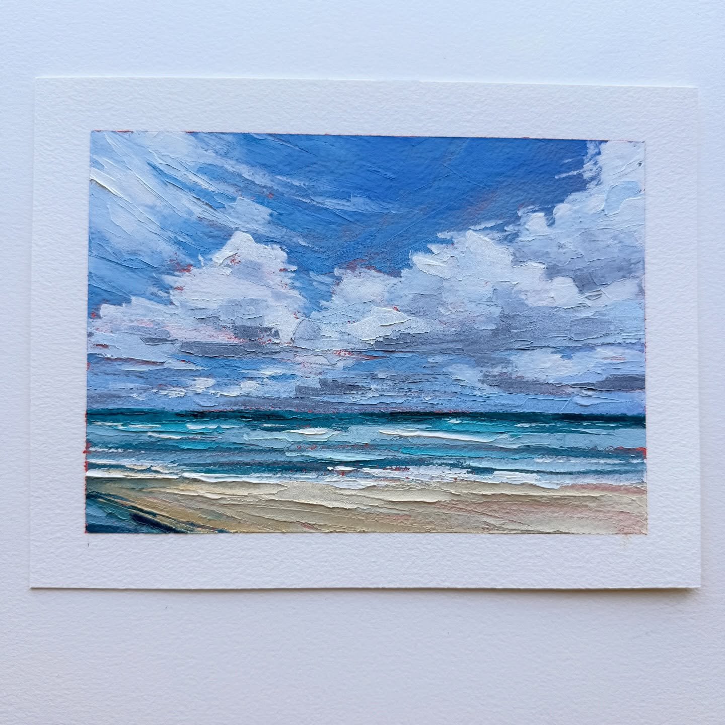 AVAILABLE
Day 42 The 100 Day Project 2026
7&rdquo;x5&rdquo; Oil and Cold Wax on Arches Oil Paper
$75, plus shipping&nbsp;

I love a blue sky with big, fluffy clouds! 

This year I&rsquo;m exploring quick, abstracted landscapes for my 100 Day Project.