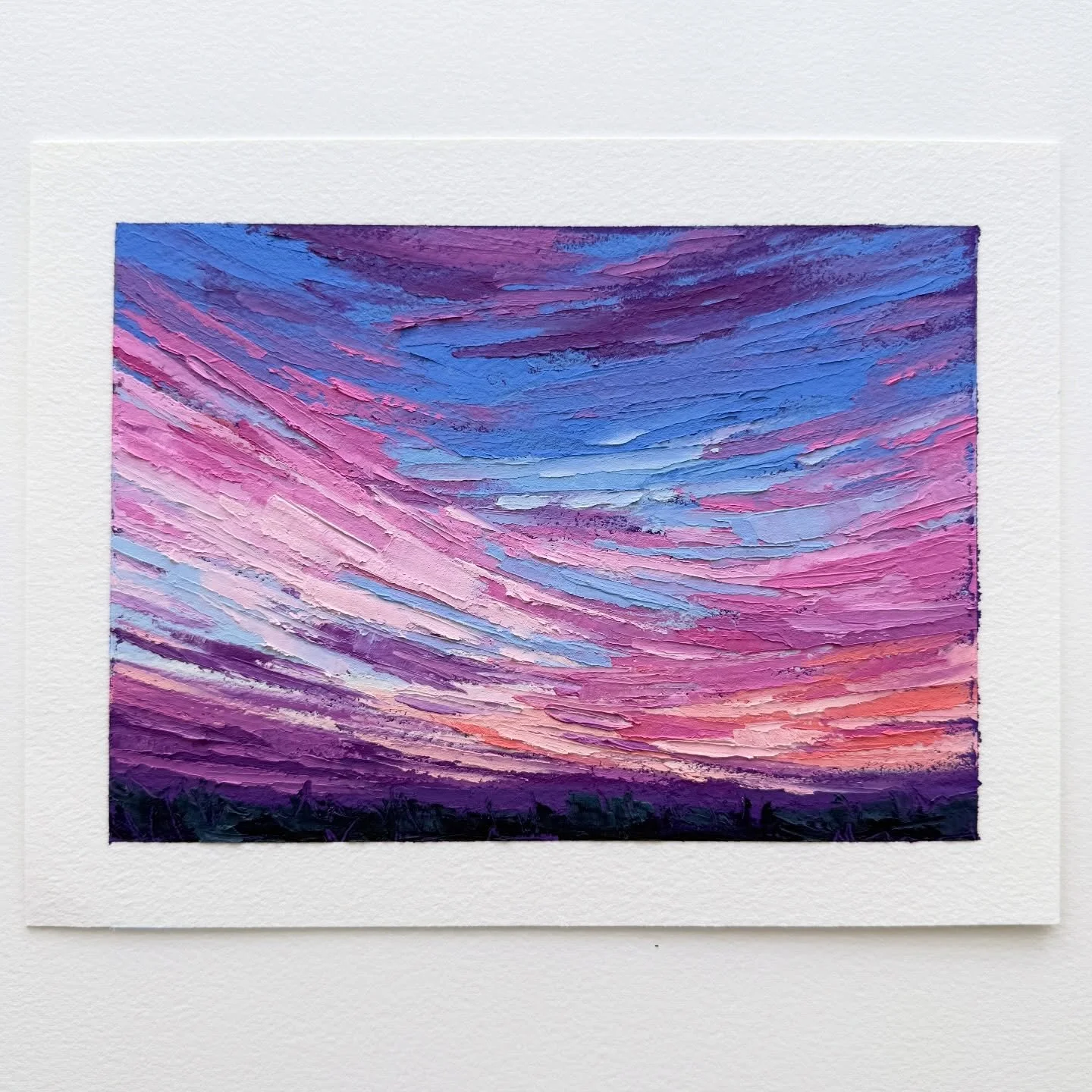 AVAILABLE
Day 46 The 100 Day Project 2026
7&rdquo;x5&rdquo; Oil and Cold Wax on Arches Oil Paper
$75, plus shipping&nbsp;

All the 😍😍😍 for pastel colored skies. 

This year I&rsquo;m exploring quick, abstracted landscapes for my 100 Day Project. T