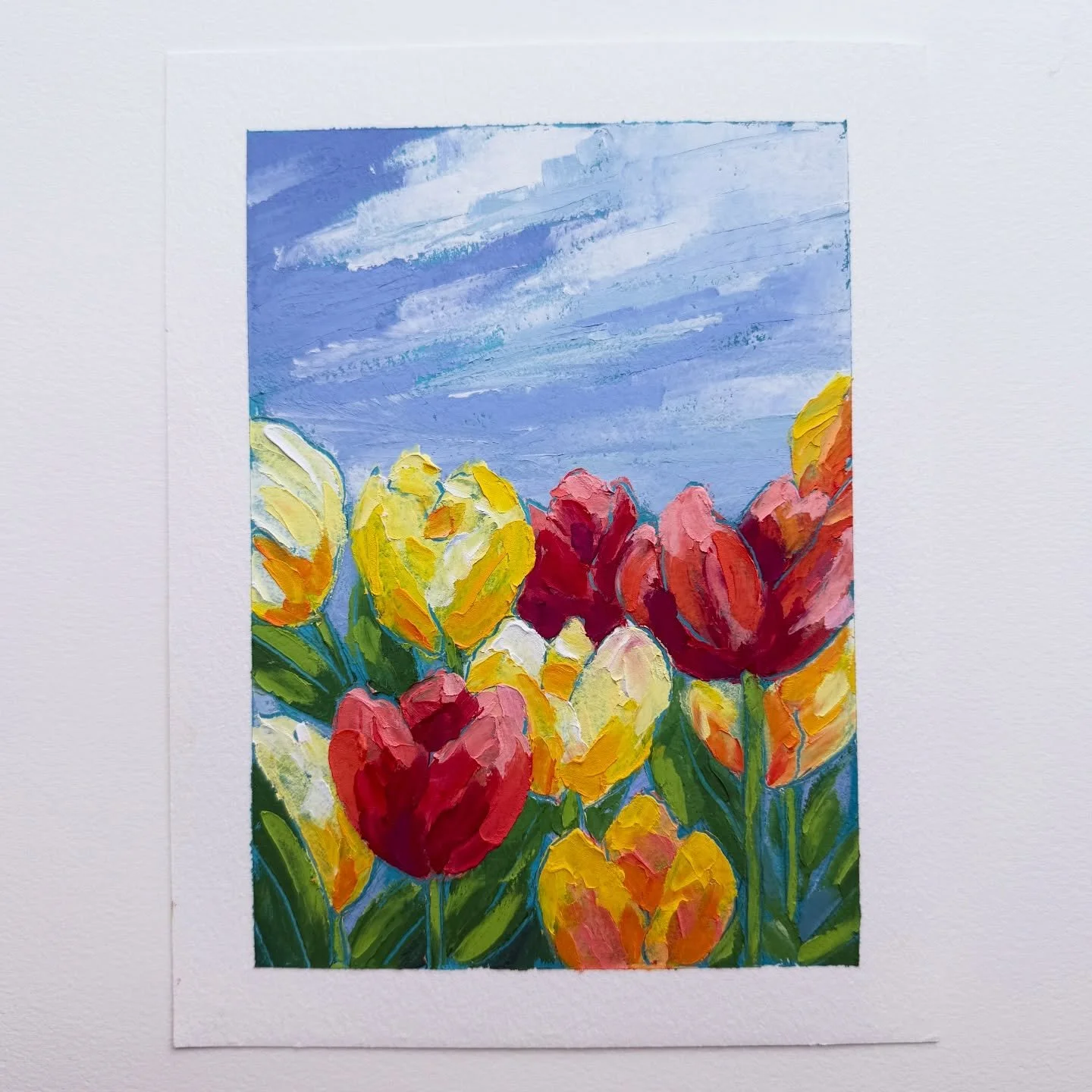 AVAILABLE
Day 52 The 100 Day Project 2026
5&rdquo;x7&rdquo; Oil and Cold Wax on Arches Oil Paper
$75, plus shipping&nbsp;

Tulip time! 

This year I&rsquo;m exploring quick, abstracted landscapes for my 100 Day Project. They will all be on 5&rdquo;x7