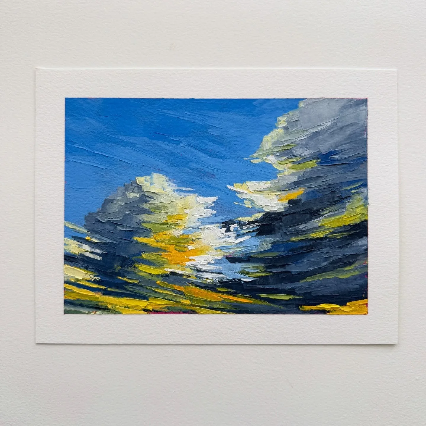 AVAILABLE
Day 54 The 100 Day Project 2026
7&rdquo;x5&rdquo; Oil and Cold Wax on Arches Oil Paper
$75, plus shipping&nbsp;

And a moodier one to wrap up the week. Something weird is happening and my camera on my phone isn&rsquo;t recording my Timelaps