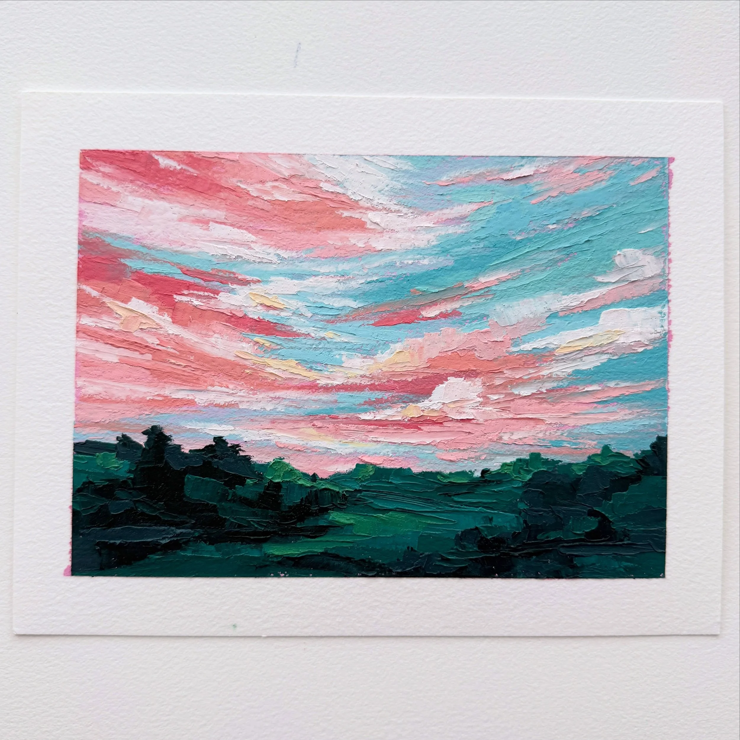 AVAILABLE
Day 60 The 100 Day Project 2026
7&rdquo;x5&rdquo; Oil and Cold Wax on Arches Oil Paper
$75, plus shipping

Stepping back into the landscape using the leftovers from my poppy palette&mdash;mixing together what remains and translating it into