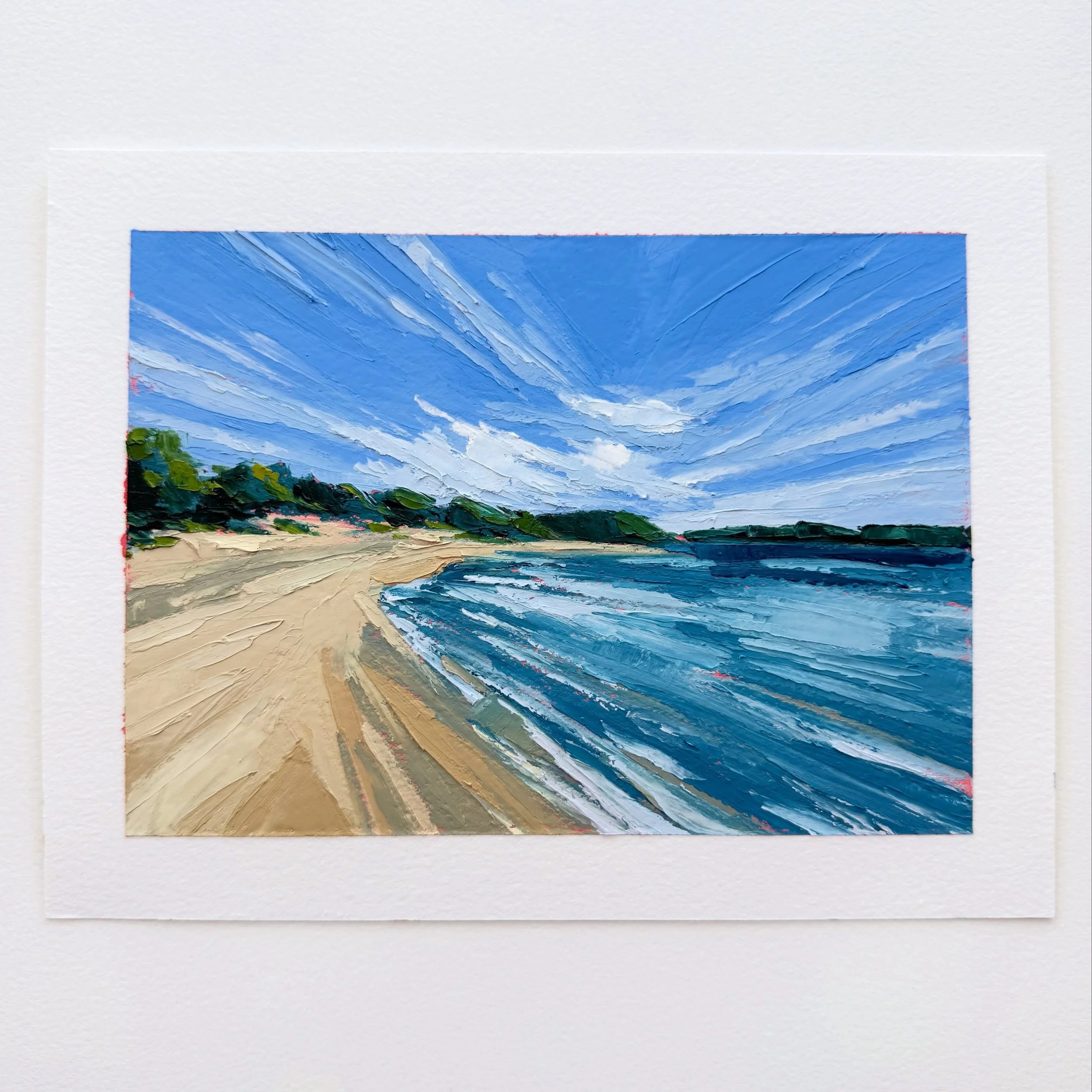 AVAILABLE
Day 67 The 100 Day Project 2026
7&rdquo;x5&rdquo; Oil and Cold Wax on Arches Oil Paper
$75

Another beach from up north this past holiday weekend. These beautiful Lake Michigan beaches never get old. 

This year I&rsquo;m exploring quick, a