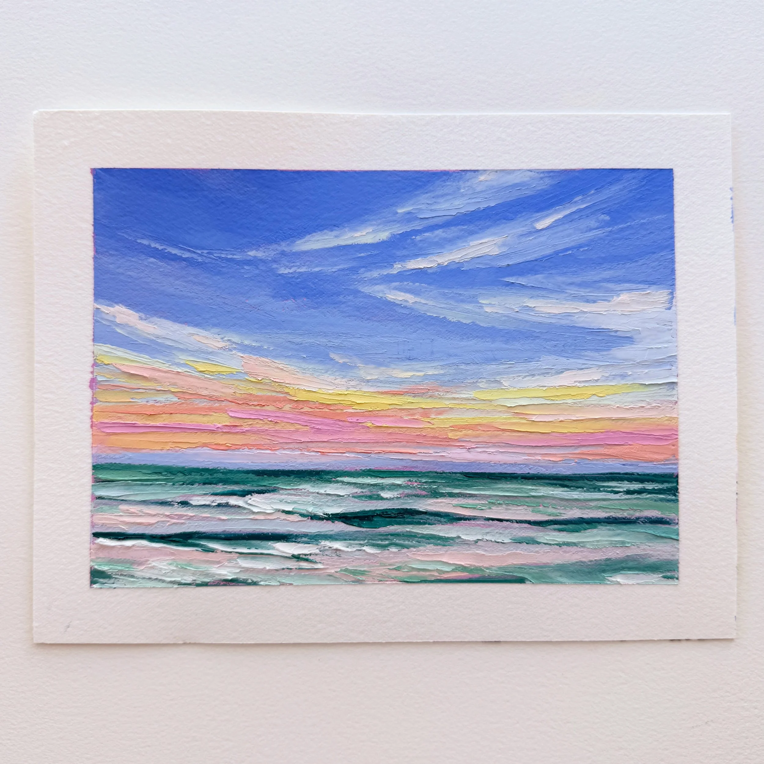 AVAILABLE
Day 72 The 100 Day Project 2026
7&rdquo;x5&rdquo; Oil and Cold Wax on Arches Oil Paper
$75

Another soft one for this gorgeous Summer day. 

This year I&rsquo;m exploring quick, abstracted landscapes for my 100 Day Project. They will all be