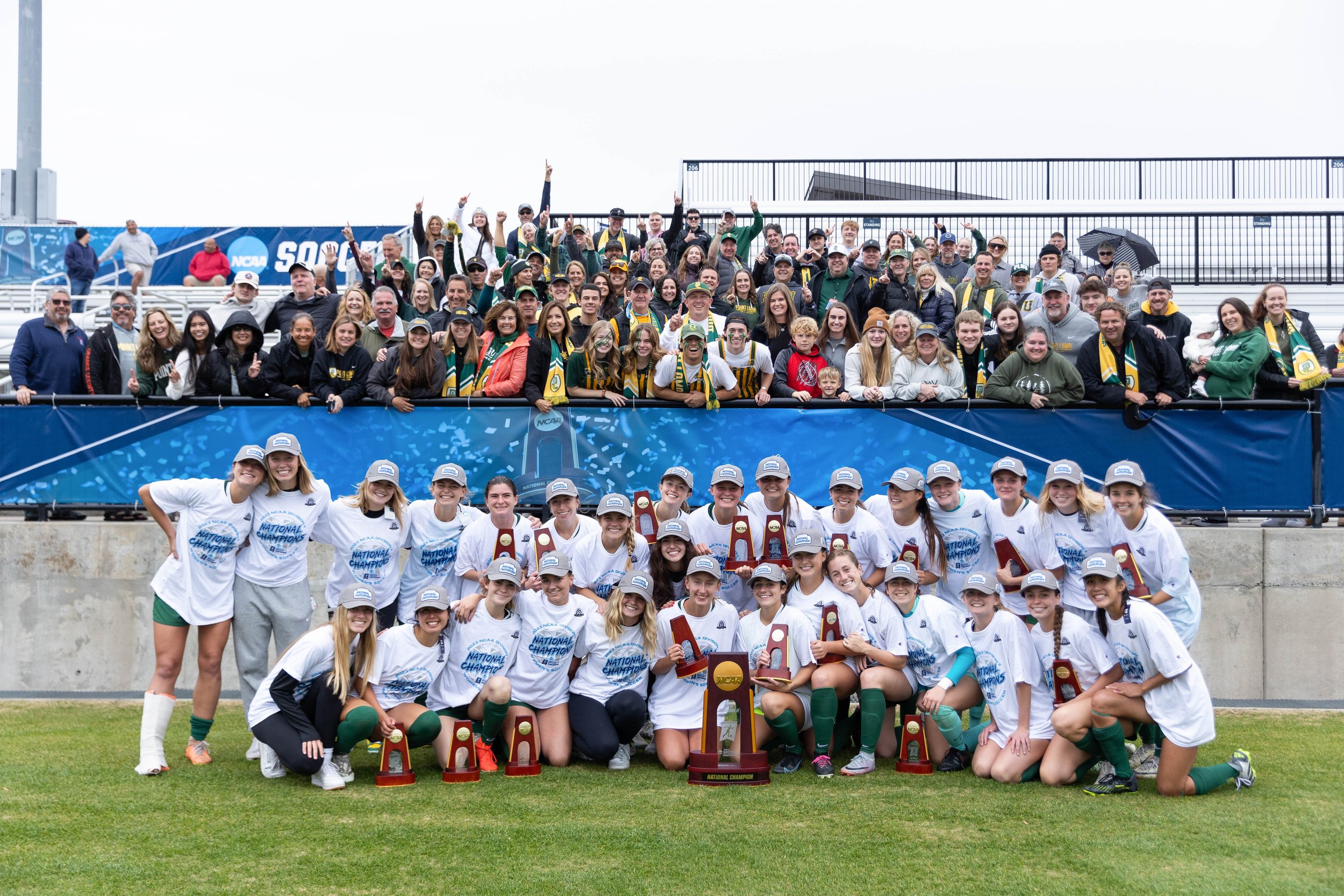  MATTHEWS, NORTH CAROLINA - DECEMBER 9: The Point Loma Sea Lions celebrate winning the national championship against Washburn Ichabods during the Division II Women's Soccer Championship held at Sportsplex Matthews on December 9, 2023 in Matthews, Nor
