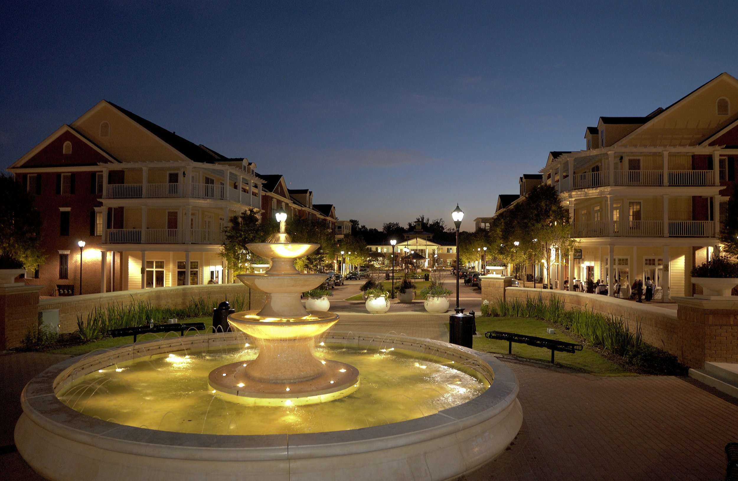   Photography of mixed use, multi family development at dusk by David Beckers, Kansas City architectural photographer 