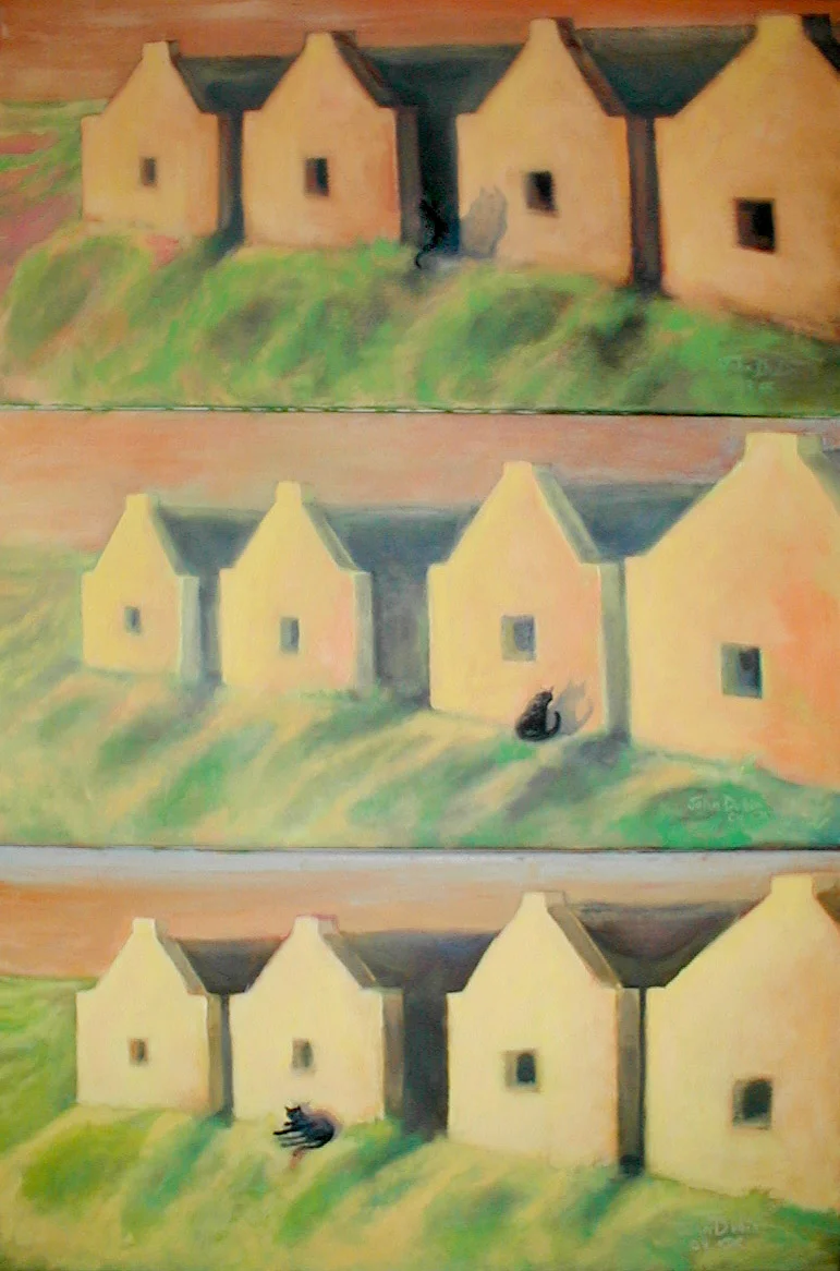 John Dubin Cat Painting triptych