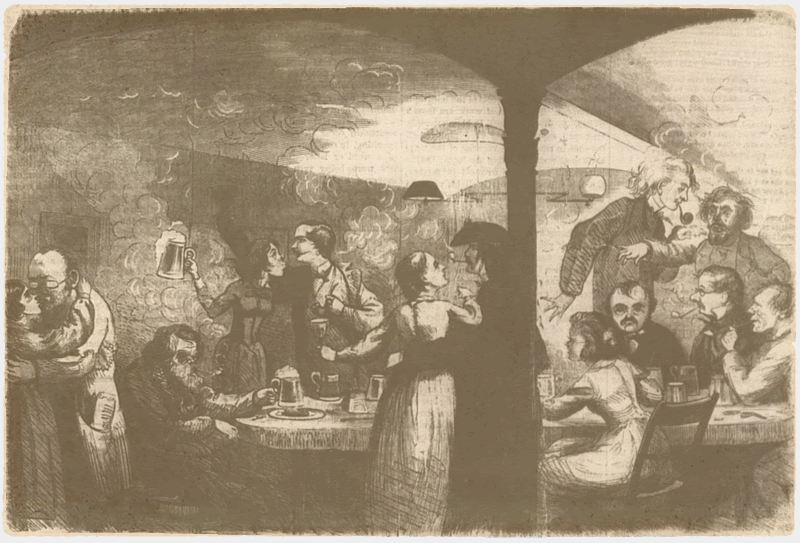 Pfaff's Bar, by Frank Bellew, February 6, 1864 issue of Demorest's New York Illustrated News