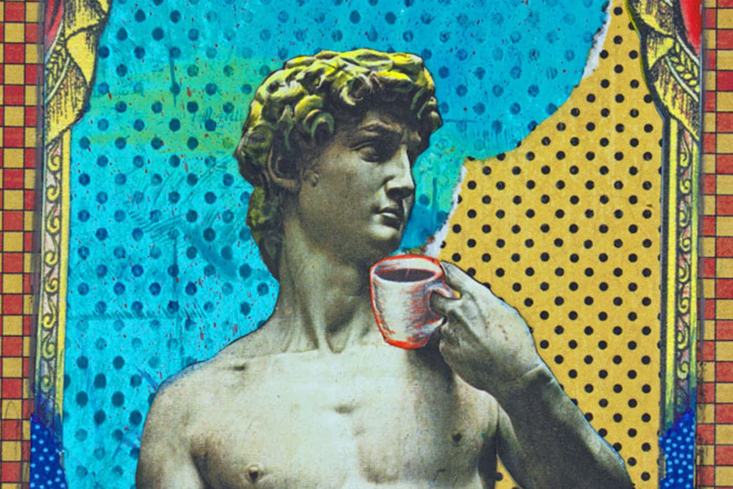 David sipping coffee print