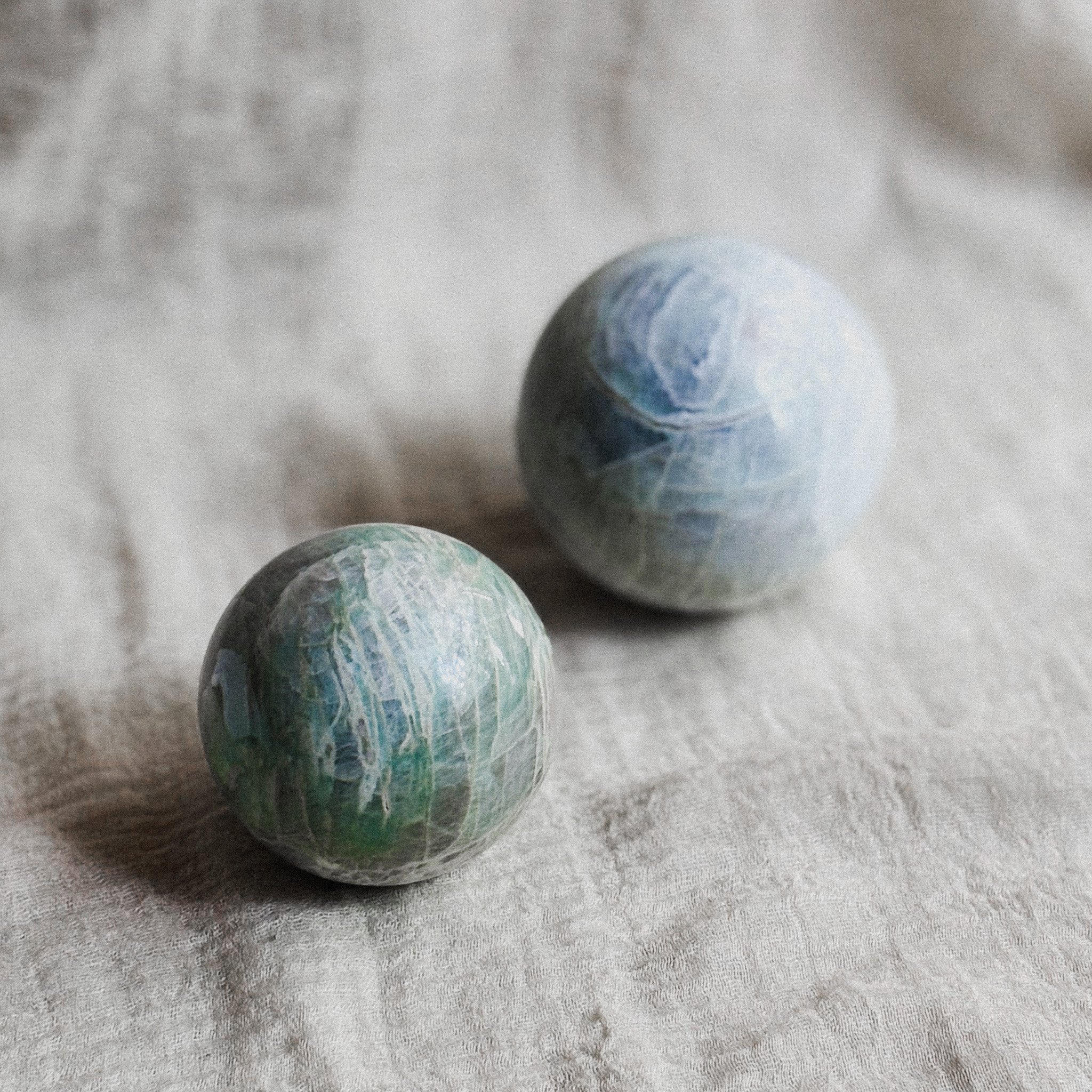 Green Moonstone Crystal Spheres