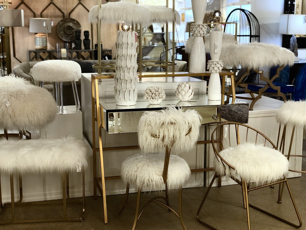 Bliss Studio had an abundance of choices for sheepskin furnishings!