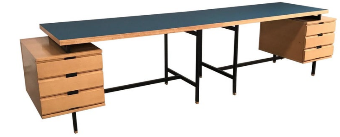 Double Desk, for Minvielle in ash and Formica, 1955