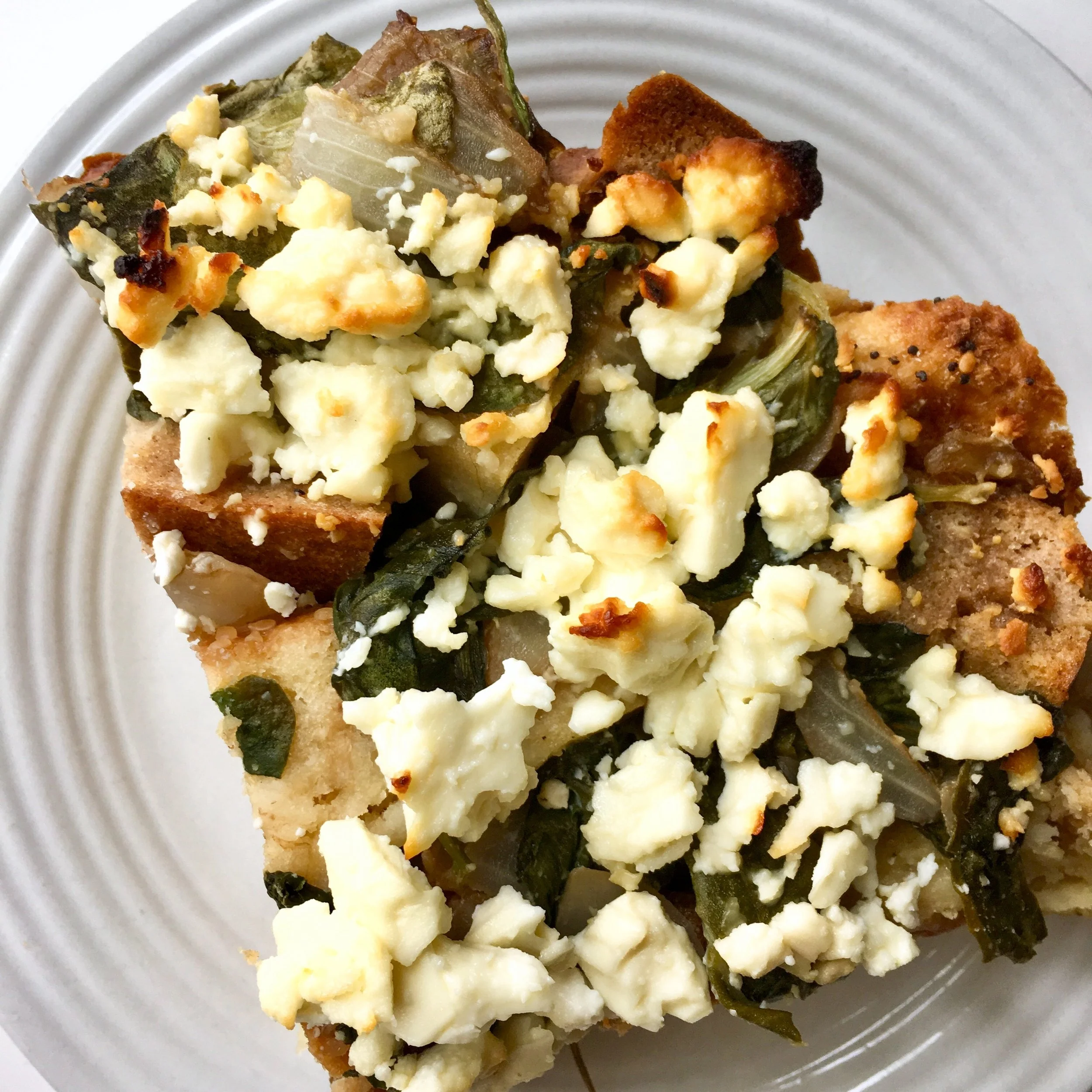 Spinach Feta Savory French Toast Casserole