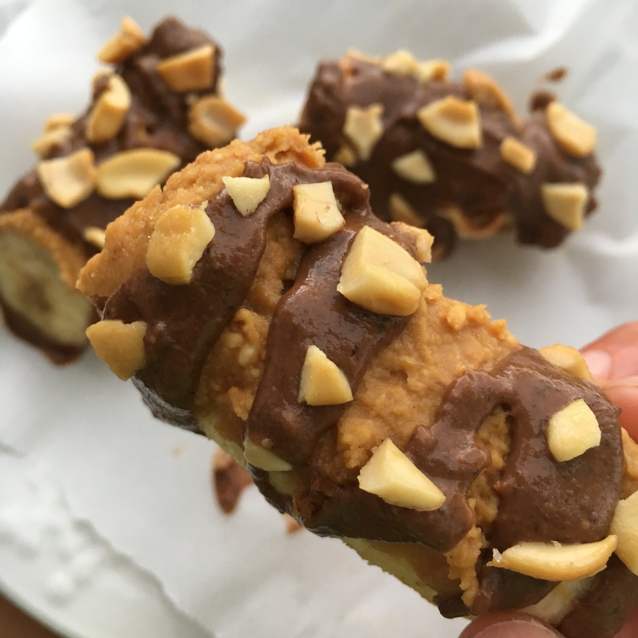 Chocolate Covered Peanut Butter Bananas (vegan, df, gf)