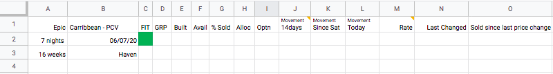 Initial spreadsheet prototype for pricing decisions