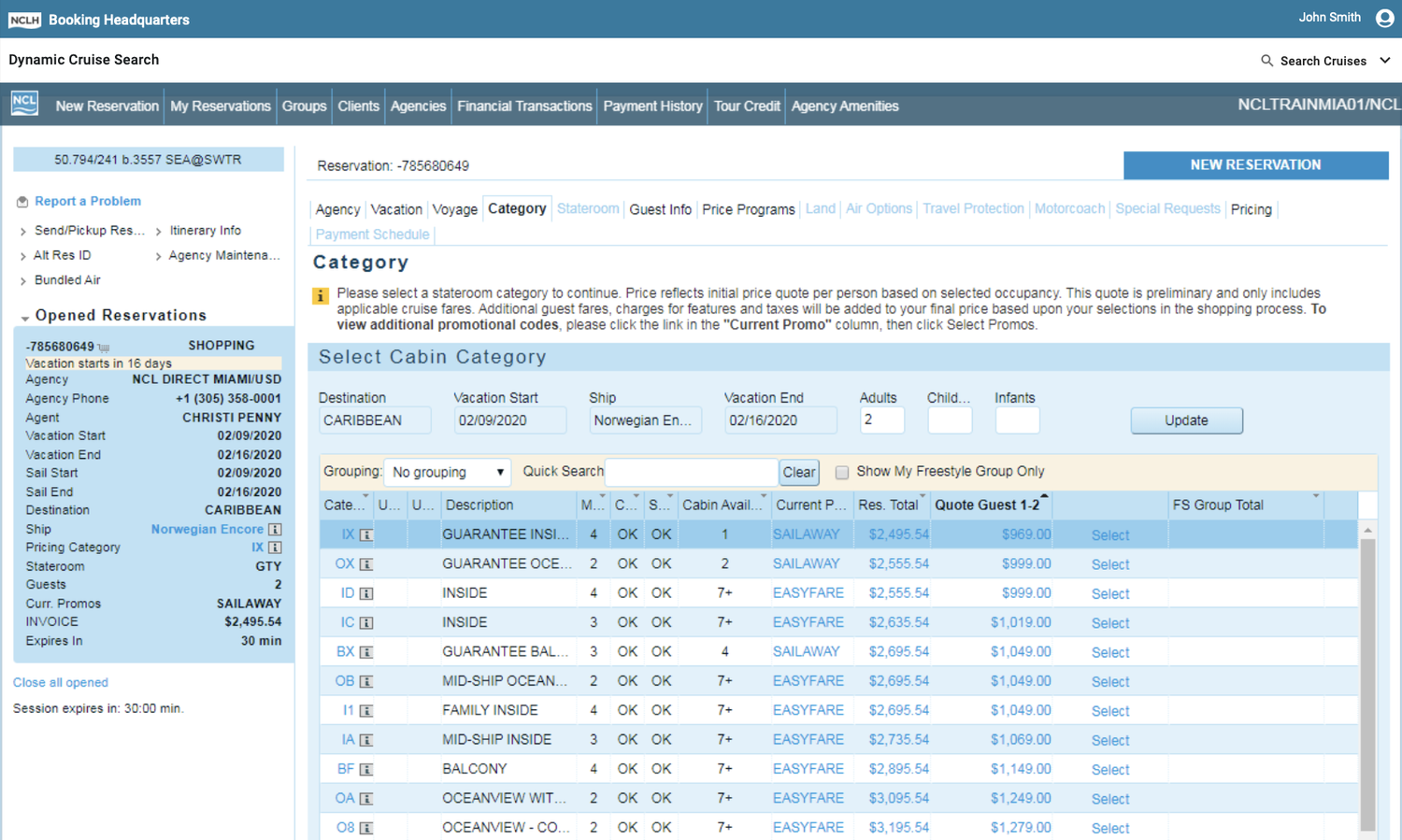 Legacy booking results workflow