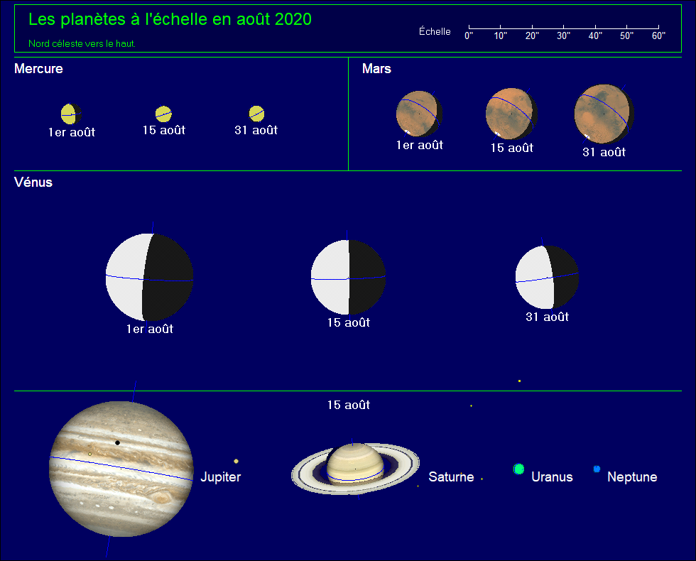 Les planètes à l’échelle pour le mois d’août 2020