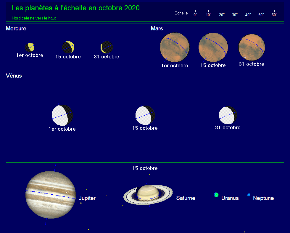Les planètes à l’échelle pour le mois d’octobre 2020