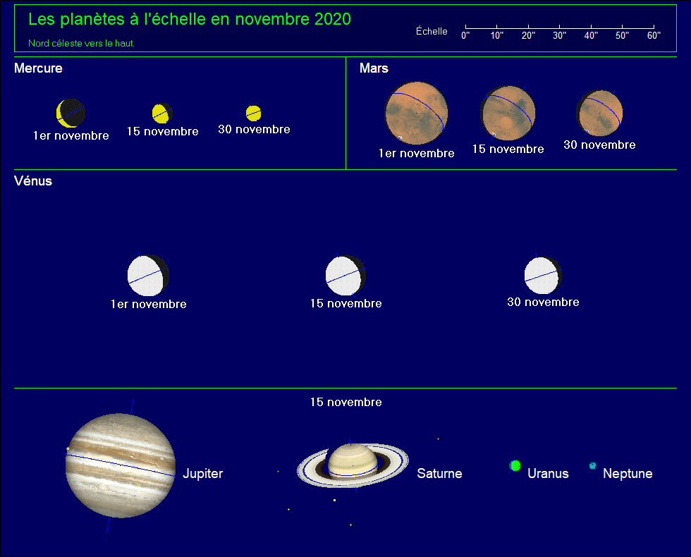 Les planètes à l’échelle pour le mois de novembre 2020