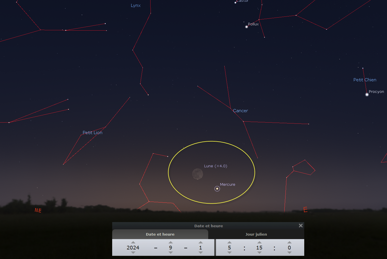 Rapprochement entre la Lune et Mercure