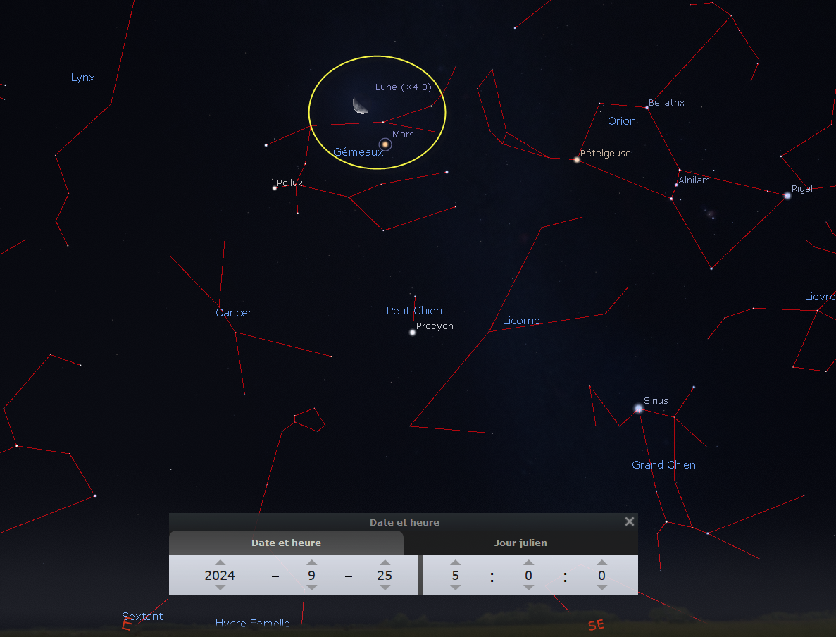 Rapprochement entre la Lune et Mars