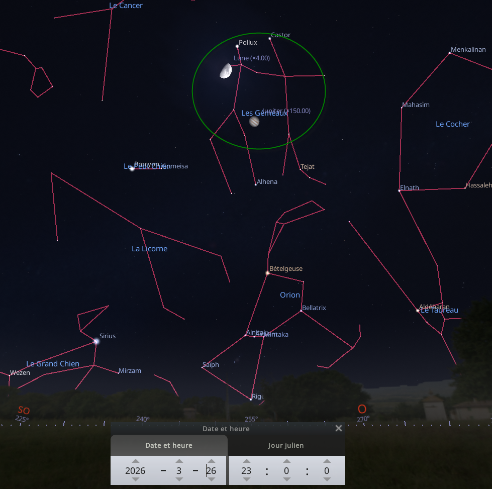 Rapprochement entre la Lune et Jupiter