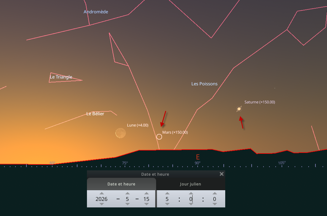 Rapprochement entre la Lune et Mars