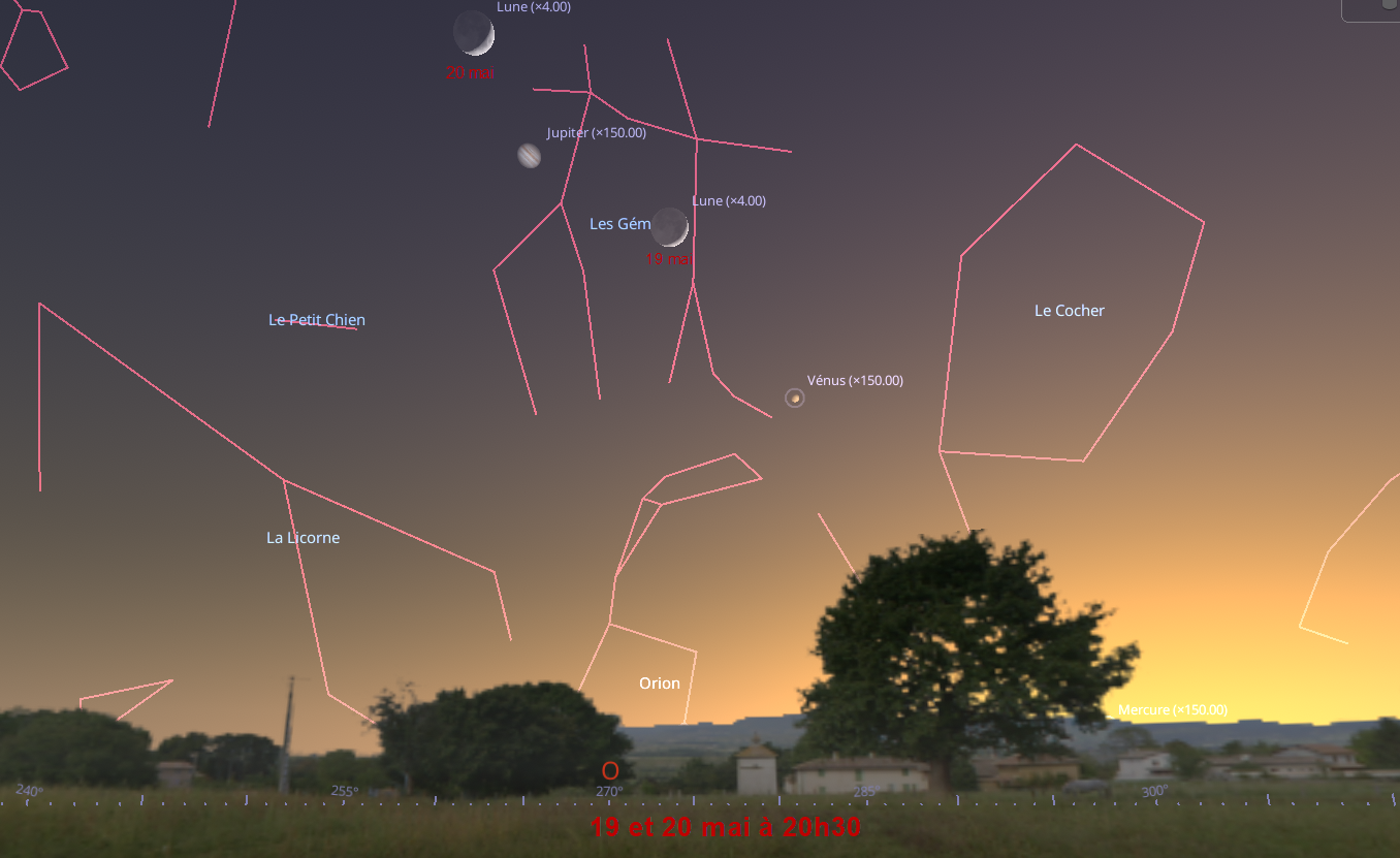 La Lune de chaque côté de Jupiter