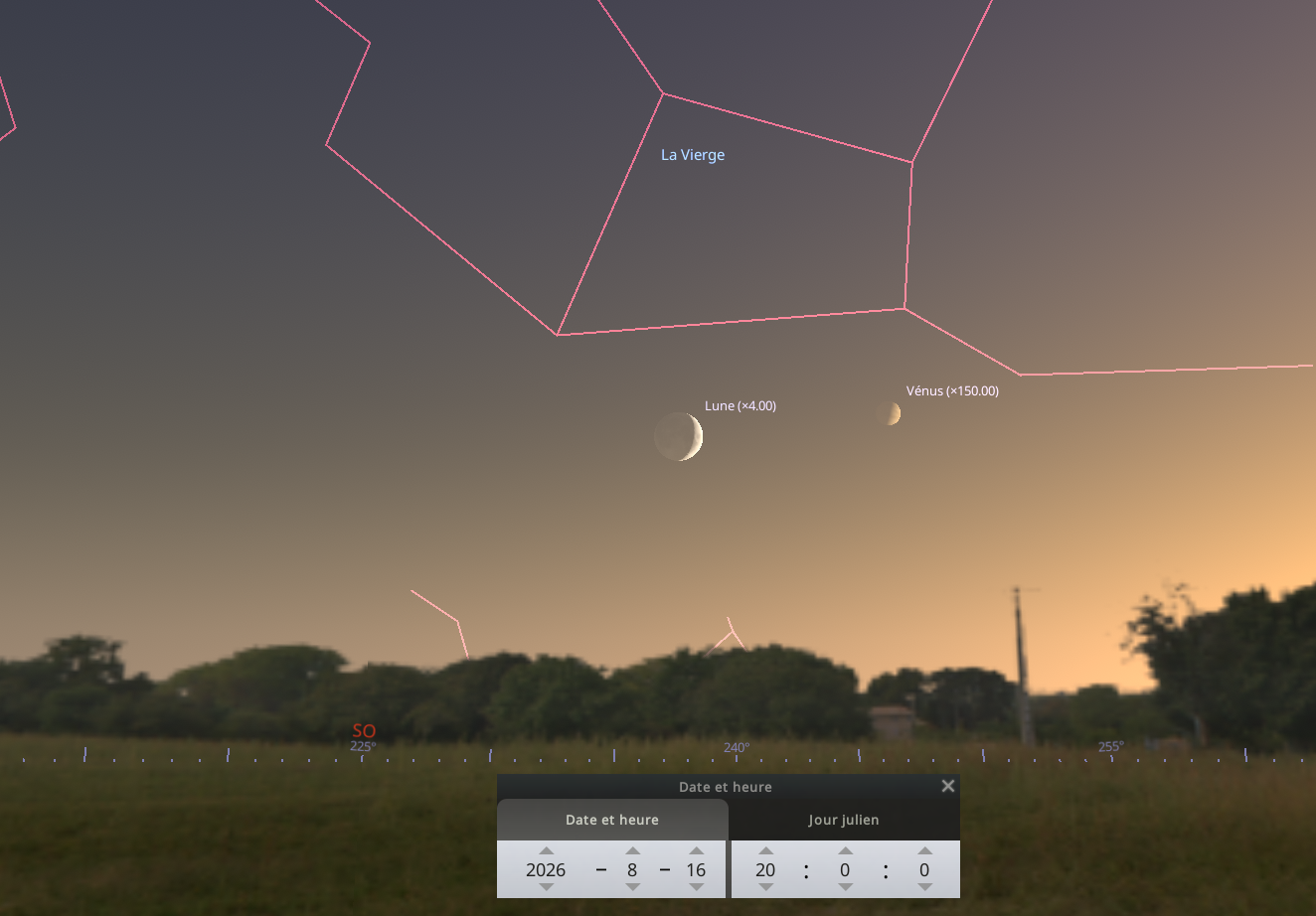 Rapprochement entre la Lune et Vénus