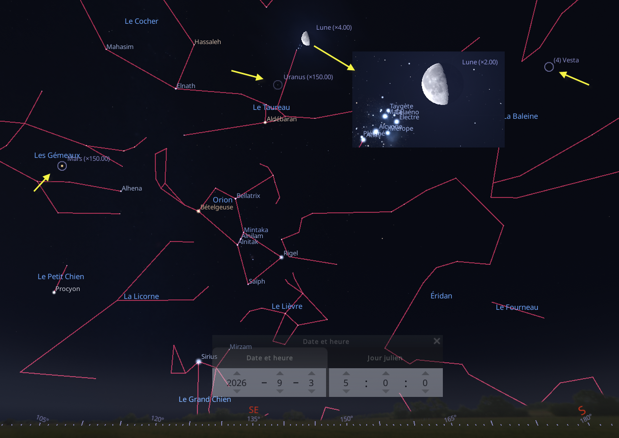 Rapprochement entre la Lune et les Pléiades