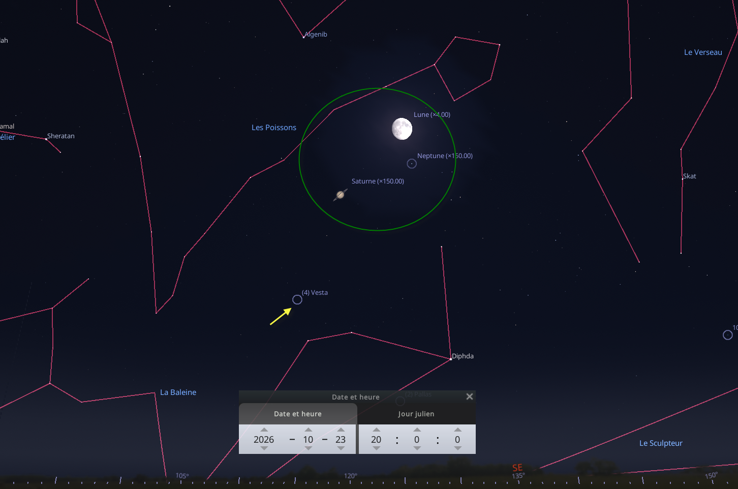Rapprochement entre la Lune, Saturne et Neptune