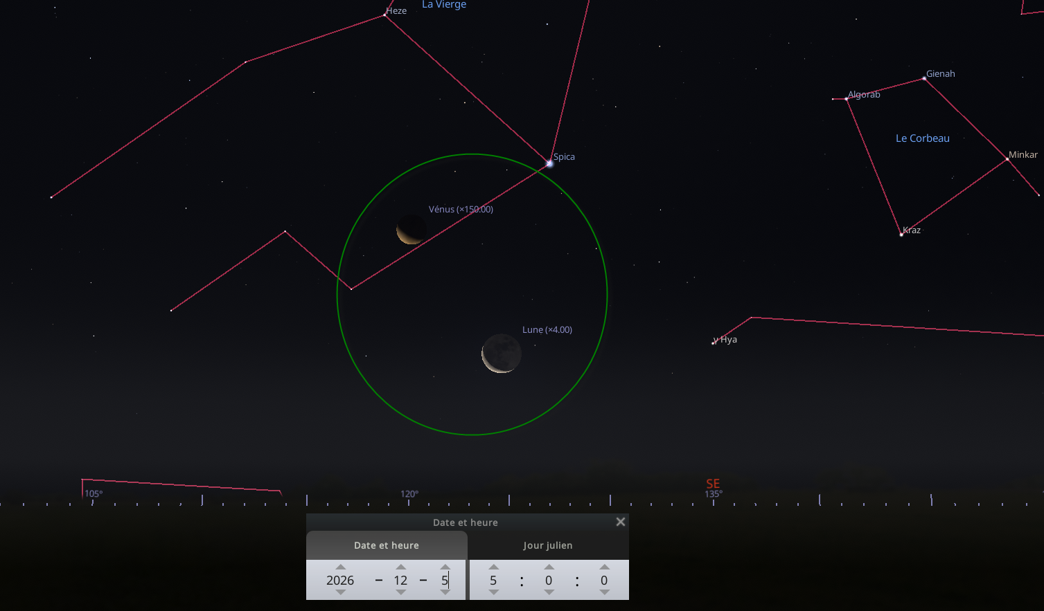 Rapprochement entre la Lune et Vénus
