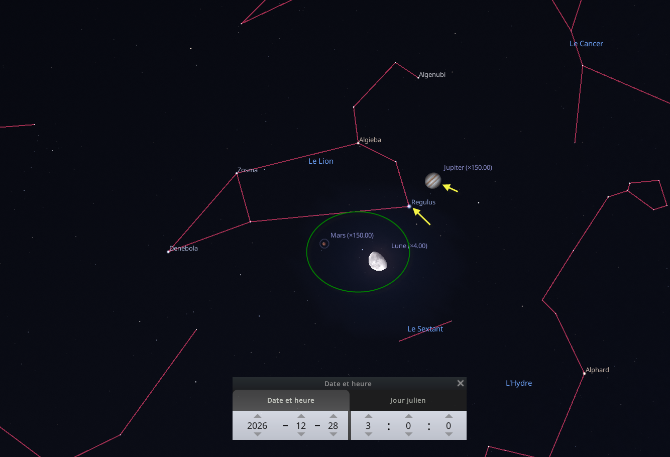 Rapprochement entre la Lune et Mars