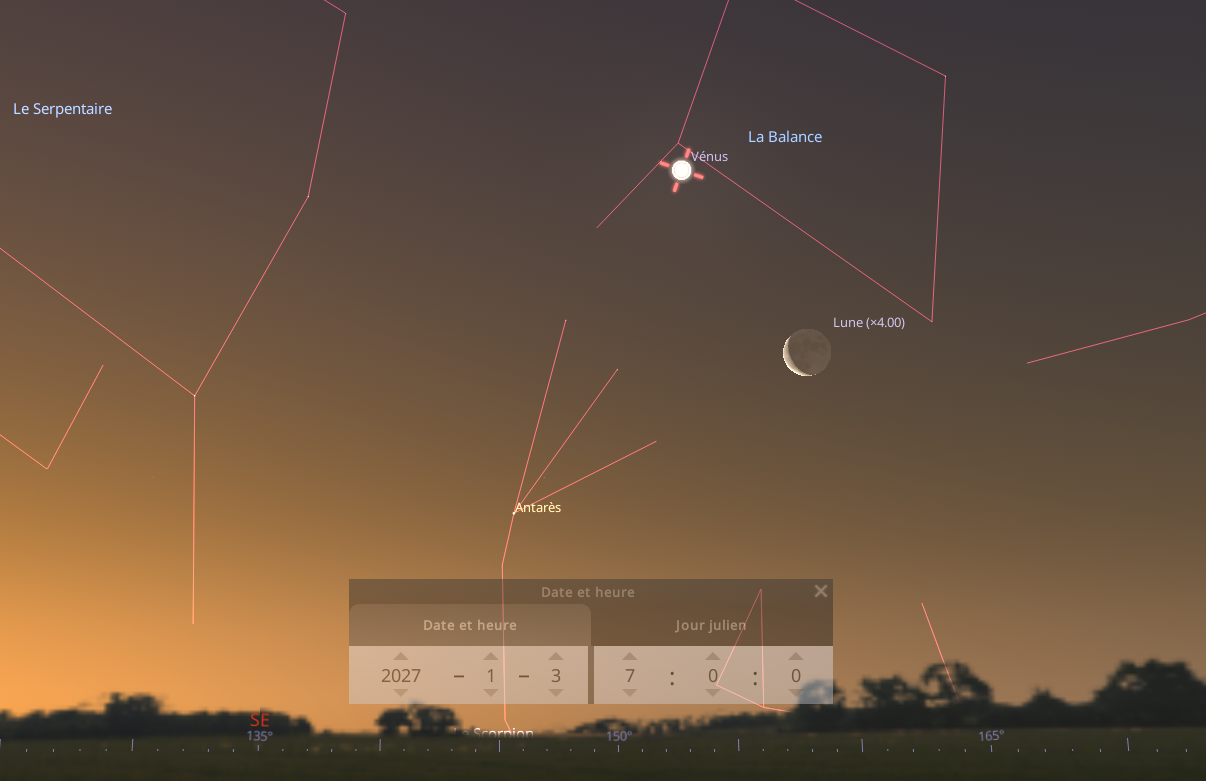 Plus longue élongation Ouest de Vénus