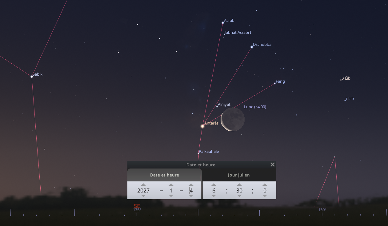 Rapprochement très serré entre la Lune en Antares
