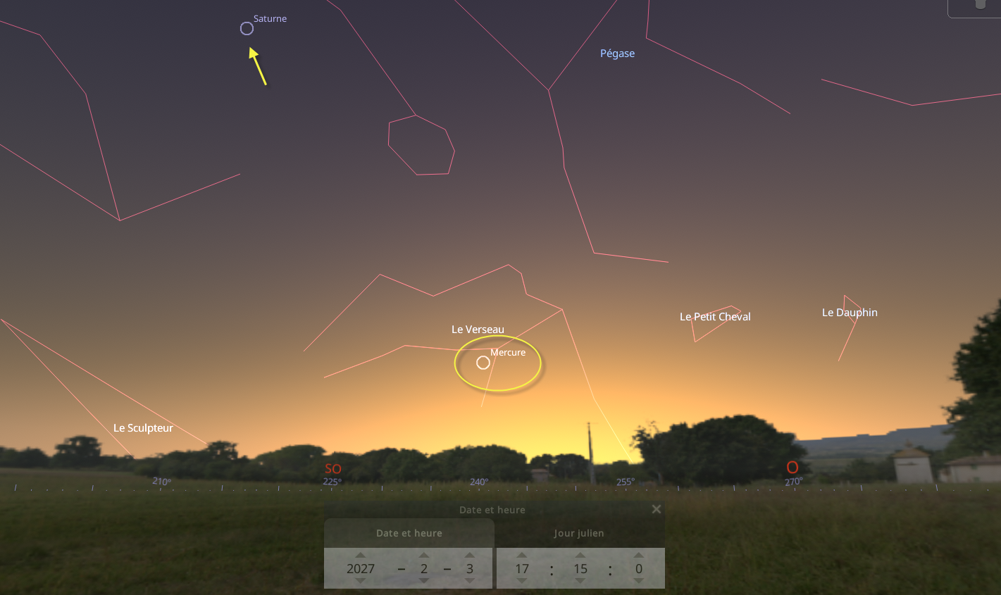 Plus longue élongation Est de Mercure 