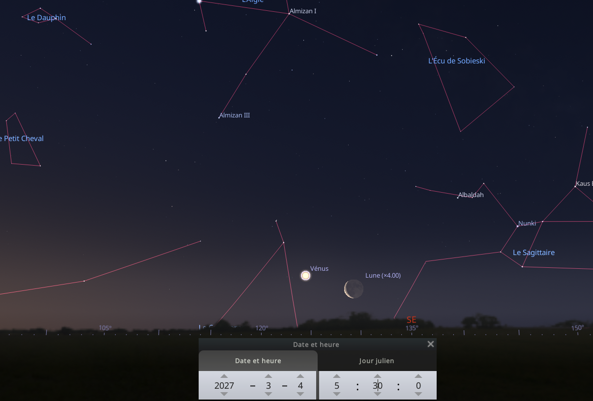 Rapprochement entre la Lune et Vénus