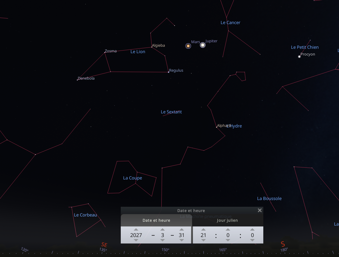 Rapprochement entre Mars et Jupiter
