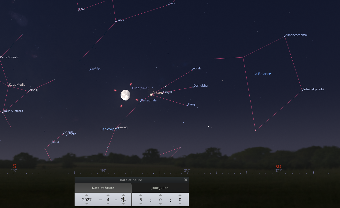 Rapprochement entre la Lune et Antarès