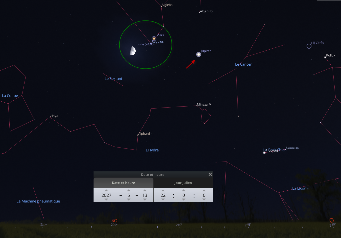 Rapprochement entre la Lune et Mars