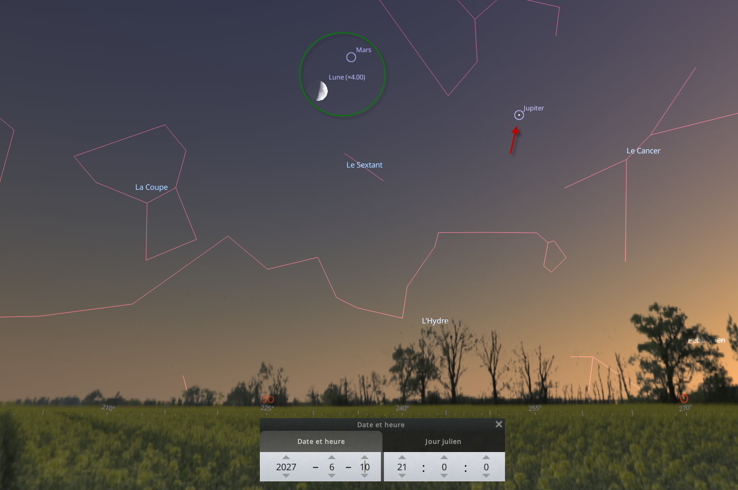 Rapprochement entre la Lune et Mars