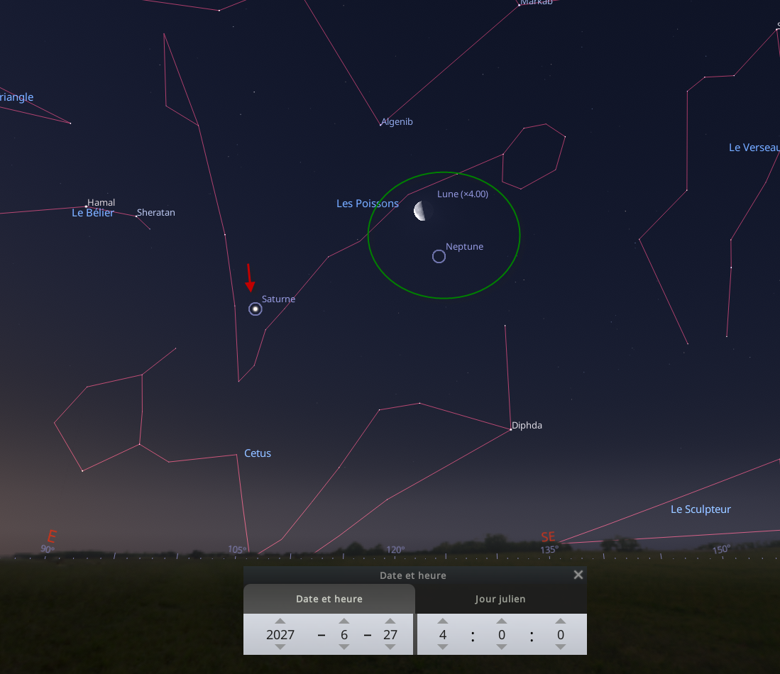 Rapprochement entre la Lune et Neptune