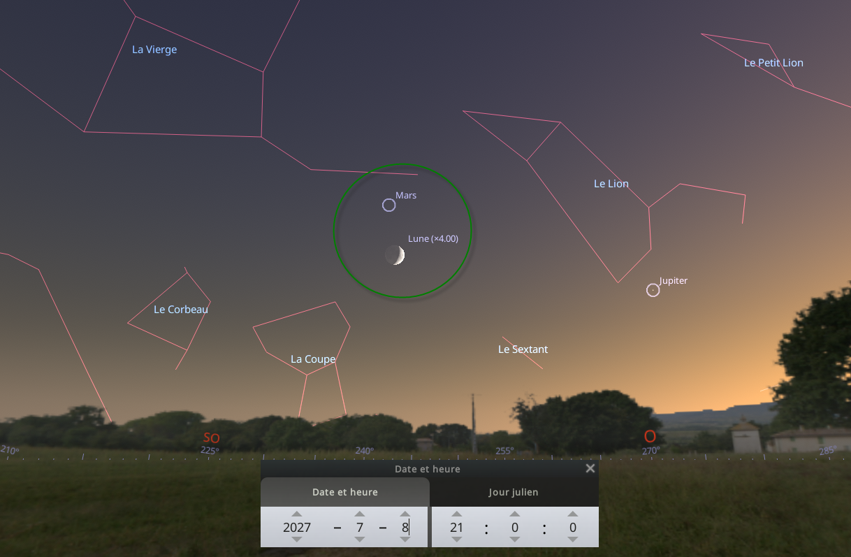 Rapprochement entre la Lune et Mars