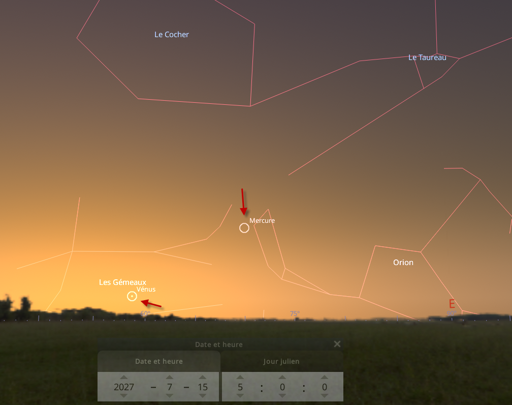 Plus longue élongation Ouest (soir) de Mercure